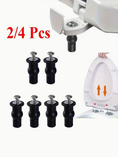 2 piezas/4 piezas Juego universal de tornillos y bisagras para tapa de inodoro - Tornillos de acero inoxidable con tuercas de goma de expansión e insertos roscados - Juego de repuesto de herrajes de montaje superior para conexiones de agujeros ciegos