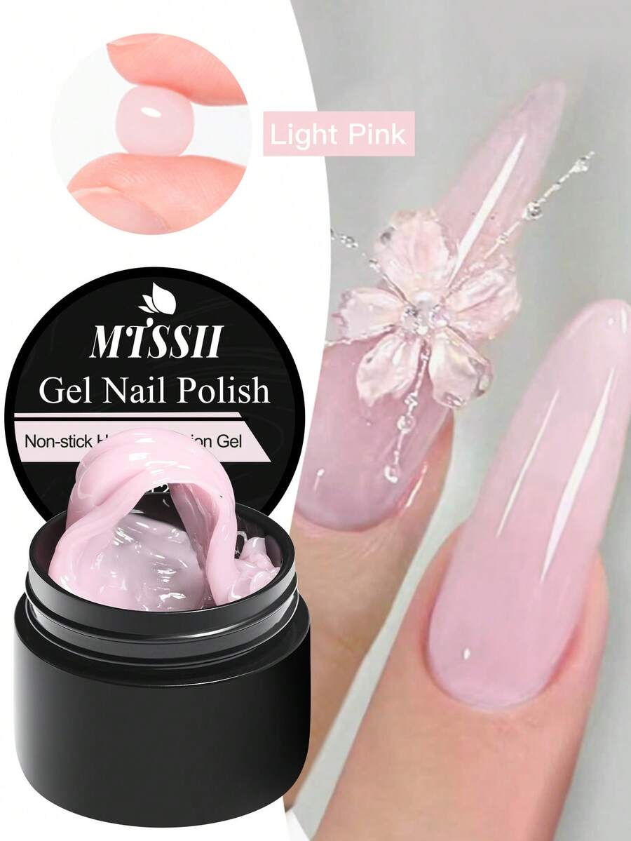 Mtssii 8ml Pink Non Stick Hand Extension Gel Nail Polish For 3D Shaping Nail Art Solid Clear Milky White Jelly Nude PInk Hard Gel For Fake Nail Carving Flower Nail Art Acrylic Gel Varnish Solid Builder Gel Easy To Operate Manicure For Home And Slaon - 藕粉色 - 查看 1