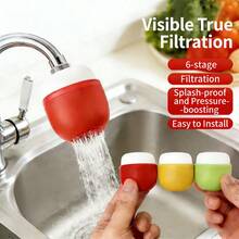 3 piezas Filtro de grifo de carbón activado, purificador de agua anti-salpicaduras para grifo, filtro de agua para grifo de cocina del hogar - Filtro de carbón activado - Ver 3