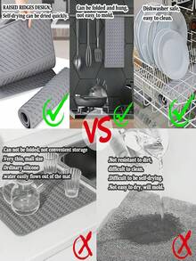 Alfombrilla multifuncional resistente al calor y aislante para protección de encimeras, tapete de silicona plegable de tres pliegues para escurrir platos, alfombrilla de encimera de cocina plegable y expandible, escurridor de platos antideslizante, alfombrilla de fregadero plegable fácil de limpiar. - Color sólido - Ver 3