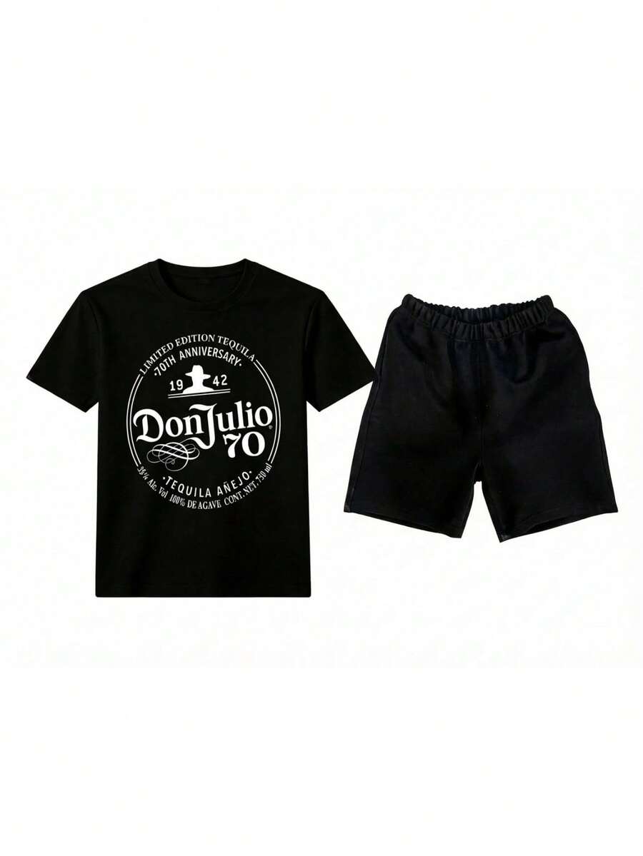 Men T-Shirt Co-Ords - Black 2 - View 1
