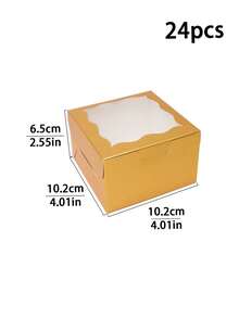 24pcs Wavy Window Bread Boxes, 4*4*2.5in Cookie Boxes With Window, For Cakes, Chocolates, Cookies, Party, Birthday, Easter, Holiday, Gift Packaging, Tart Packaging - 4425 Wave - View 14