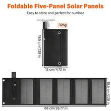 Folding Solar Panel Charger With USB Output For Fast Charging Phones, Cameras, Camping, Hiking - View 3