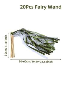 20 piezas Varita de hada con doble cinta multicolor verde, varita mágica con cinta de encaje, serpentinas para fiestas, suministros para fiestas de princesas, varas para baby shower, varas para despedida de bodas, decoración de boda bohemia, accesorios rústicos para baby shower, serpentinas elegantes para fiestas, accesorios para photocall, decoración para baby shower, relleno de bolsas de regalo para fiestas de primer cumpleaños - Verde - Ver 12