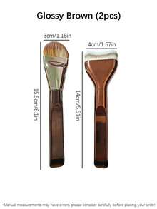 2pcs Smooth Portable Travel Makeup Brush Set, Glossy Premium Quality, Professional Foundation, Face, Setting And Detail Brushes; Suitable For Foundation, Concealer, Blush, Contour, Bronzer And Powder; Excellent Gift For Women And Girls, Birthday Present - Multicolor - View 4