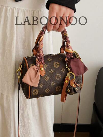 New Solid Color Geometric Print PU Leather Vintage Fashionable Versatile Women Handbag Shoulder Bag