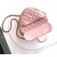 Pink Heart - Shaped Quilted Chain Crossbody Bag For Women - 19 * 18 * 6cm - Cute Casual Shoulder Purse​ - 粉色 - 查看 4