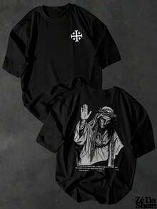 Jesus Christ Gospel Unisex T-Shirt 100% Cotton Premium Casual Release - 黑色 - 查看 2