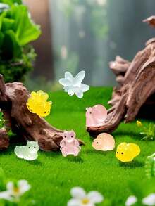 16pcs Luminous Mini Resin Cow Figurines, Glow-In-The-Dark Small Animal Decor For Fairy Garden, Micro Landscape, Aquarium, Potted Plants, Home & Outdoor Decoration, Perfect Party Favors And Birthday Gifts, Random Colors - A - View 7