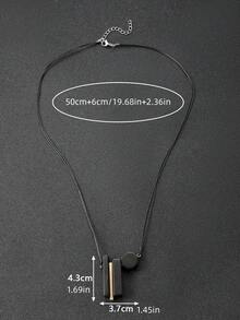 1件不对称仿木几何树脂吊坠项链，独特设计礼品 - 豎條項鍊 - 查看 5