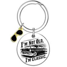1pc Vintage Classic Checkered Pattern Car Key Chain, Personalized Gift For Father's Day, Car Enthusiasts - Multicolor - View 6