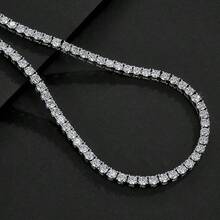 1条4毫米镶钻网球链项链，可叠戴，适合休闲装、摇滚、说唱、嘻哈风格。 - 時尚網球鏈 - 查看 10