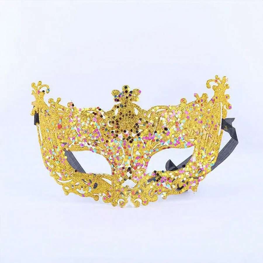 Golden Fox Design Venetian Mask - Hollowed Out Plastic Masquerade Ball Accessory - 金的 - 查看 1