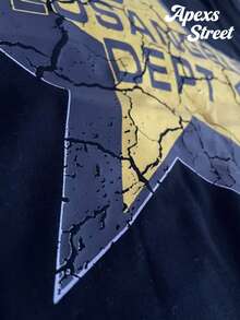 GALLERY . Los Angeles Star T-Shirt Black,Stylish Design, Men's Graphic T-Shirt, Minimalist Design, Vintage Casual Style, Hip-Hop Style. Suitable For Outdoor Leisure Activities, Family Gatherings, And Dinners With Friends. - 黑色4 - 查看 4