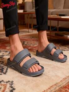 Sandalias de Hombre con Doble Correa Ajustable Chanclas Casuales de Moda Antideslizantes para Playa y Uso Diario Verano - Gris - Ver 5