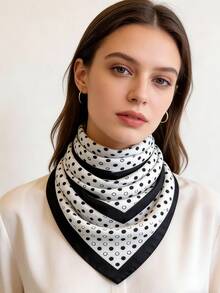 1pc Women's Faux Silk Printed 90cm Square Scarf, Fashion Minimalist Bandana Style Neckerchief, Suitable For Business Meetings, Casual Travel, Festivals And Parties - Multicolor - View 5