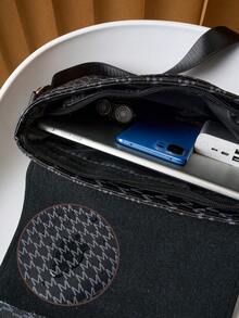 HOVI'S Men's PU Crossbody Bag Grey "M" Monogram | Lightweight Shoulder Sling | Minimalist Messenger Bag For Daily Use - Black - View 6