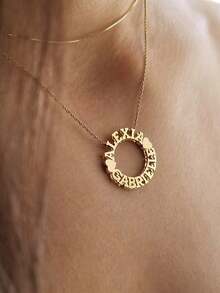 1 chiếc dây chuyền mặt dây chuyền hình trái tim đôi hai lớp cao cấp, khắc tên và chữ theo yêu cầu, làm bằng thép không gỉ mạ vàng 18k, kèm hộp quà sang trọng. Thích hợp làm quà tặng cho bạn bè, gia đình, người thân, người yêu, các cặp đôi, quà tặng ngày lễ (chữ sẽ được viết hoa). - Vàng - Kiểu 1 - Xem 6