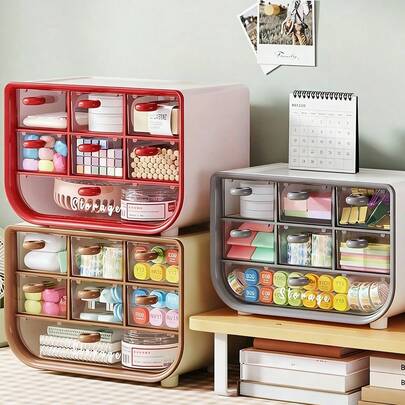 1 Hộp đựng và sắp xếp đồ dùng dễ thương với 7 ngăn kéo và thiết kế chống bụi - Thích hợp để đựng văn phòng phẩm, vật dụng nhỏ và sắp xếp nhà cửa, hộp phân loại nhiều ngăn để bàn, hộp đựng đồ, dùng để sắp xếp, hộp quà lưu niệm, cấu trúc chắc chắn, ngăn kéo trơn tru, dành cho nhân viên văn phòng.