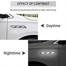 6PCS Car Fender Ood Bumper Reflective Decal Safety Warning Stre Veicle Tection Body Stickers Ration Universal Black-Wite - Đen trắng - Xem 6