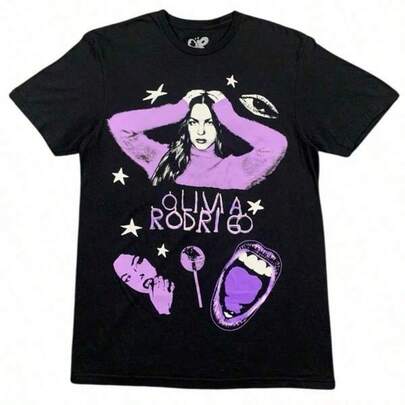 Olivia Rodrigos Album Promo T Shirt Man Clothes 100% Breathable 180g Short-Sleeved Top, Machine Washable, Casual Style, Suitable For All Seasons, Humorous And Energetic, A Fashionable T-Shirt For Both Men And Women.
