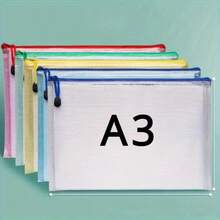5-Piece Mesh Zipper Bag Set, Available In 5 Colors, Suitable For A3, A4, A5 And Letter Size Documents, Ideal For Organizing School Supplies, Puzzles And Travel Storage. Zipper Document Folders - Art, Data And Drawing Storage Bags With Mesh Design (Random Color) - Sets - View 7
