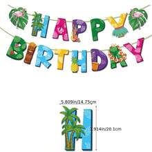 夏威夷火烈鸟棕榈叶阿罗哈主题生日横幅，热带夏季假日派对装饰纸质横幅，适用于泳池派对、海滩派对、婚礼派对装饰 - 查看 8