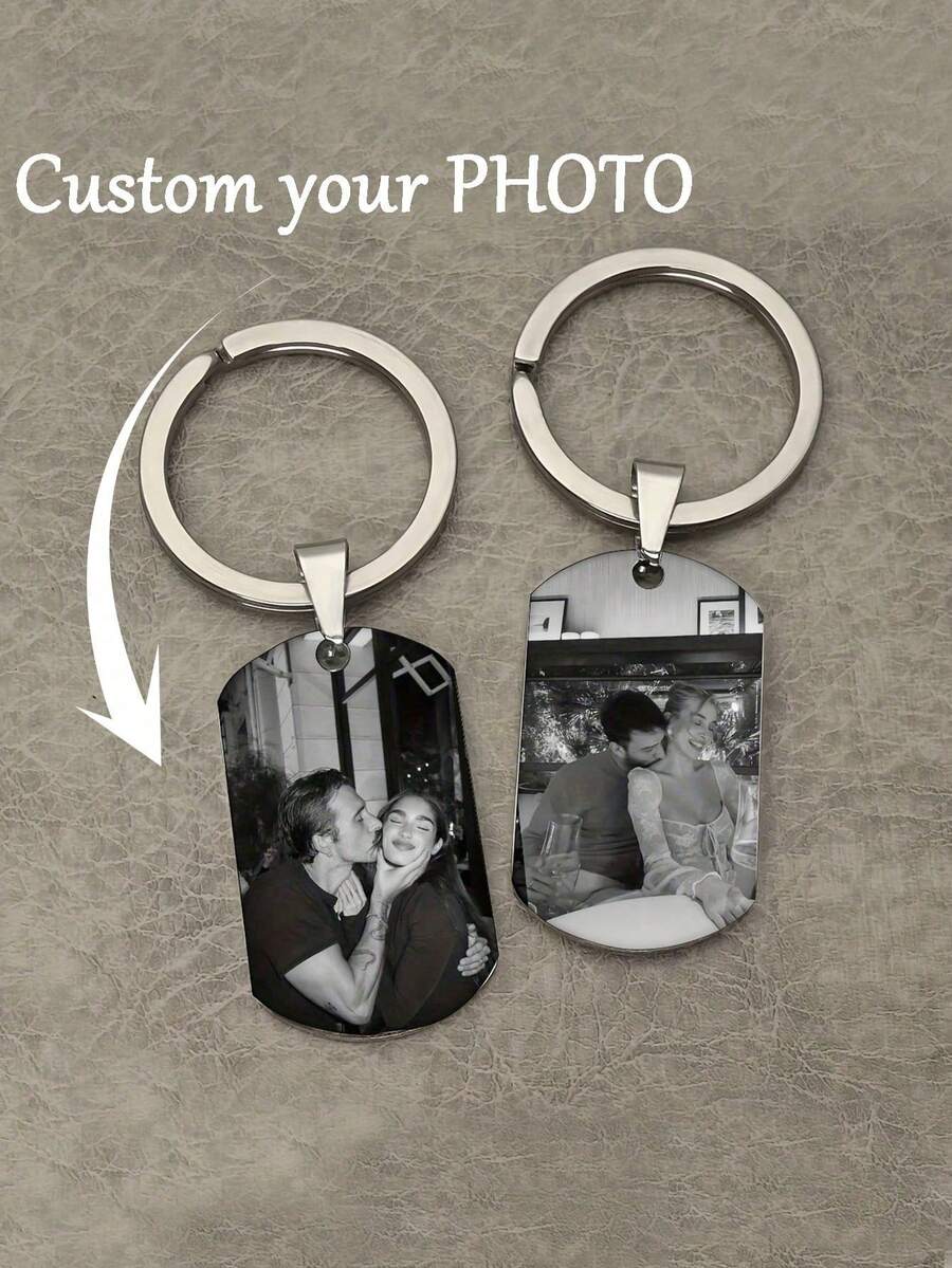 1个个性化照片钥匙扣，刻字钥匙扣，周年纪念礼物，定制照片文字钥匙扣，独特钥匙扣，男友礼物，女友礼物，情人节礼物，万圣节礼物，小饰品，个性单品