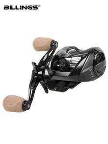 BILLINGS 鼓式渔线轮，带泄力调节器的鼓式渔线轮，最大泄力8公斤，带磁力刹车系统，7.3:1高速齿轮比，适用于淡水和海水垂钓 - 黑色 - 查看 2