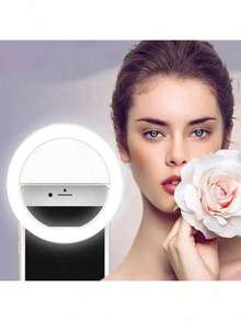 1PC White Portable LED Selfie Ring Light, Mirror Makeup Lamp, With USB Charging, 3 Lighting Modes, Portable Lighting, Photo Beauty Halo Light, Live Clip Light Selfie Light, Suitable For Live Streaming, Video Conference Lighting, Photography And Video, Charming Gift,Nail Trimming, Eyelash Extension, Tattoo And Skin Care, Touch Button Control, Room Decoration,Outdoor Camping Lighting 150mAH Suitable For Selfies And Live Streaming, Portable Light - A - 查看 7