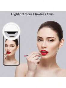 1PC White Portable LED Selfie Ring Light, Mirror Makeup Lamp, With USB Charging, 3 Lighting Modes, Portable Lighting, Photo Beauty Halo Light, Live Clip Light Selfie Light, Suitable For Live Streaming, Video Conference Lighting, Photography And Video, Charming Gift,Nail Trimming, Eyelash Extension, Tattoo And Skin Care, Touch Button Control, Room Decoration,Outdoor Camping Lighting 150mAH Suitable For Selfies And Live Streaming, Portable Light - A - 查看 3
