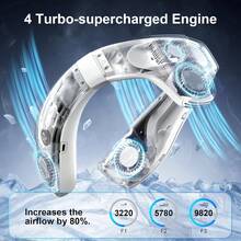 颈挂式风扇，可穿戴空调，颈背降温，NTC温控技术，720°环绕送风，鱼鳞散热，LED显示屏，3档风速，3种模式，防静电，5200mAh电池，Type-C接口 - 掛脖式 - 查看 6