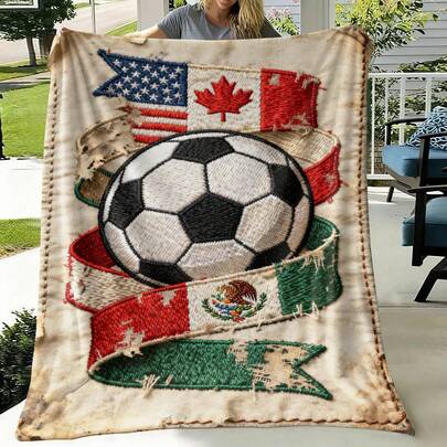 1pc Football Pattern Flannel Blanket, Soft & Cozy, Suitable For Sofa, Bedroom, Photography, All Seasons, Available In Multiple Sizes, Great Gift