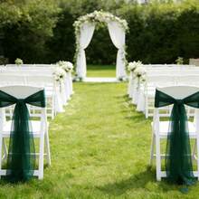 10pcs Satin Ribbon Chair Sash, Rectangular Reusable Decorations For Anniversary, Wedding, Valentine's Day Celebration, Multi-Color - Dark Green - View 2