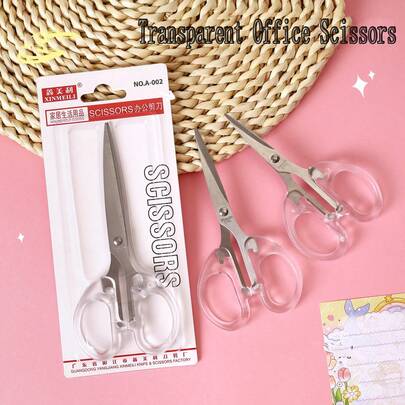 قطعتان من مقصات الفولاذ المقاوم للصدأ الشفافة، مقصات فنية متعددة الاستخدامات مناسبة للمكتب والمدرسة والمنزل، ضرورية لموسم العودة إلى المدرسة
