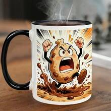 Cherish Simple Moments, Embrace Life's Beauty. Minimalist English Letter Ceramic Cup, Fresh & Healing Pattern, Water Mug, Home Breakfast Cup, Office Coffee Cup, Double-Sided Printing Design - Multicolor - View 3