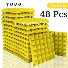 TOUO 6-48 片装吸音泡沫板，8 色金字塔形墙面隔音板，高密度防火隔音泡沫，适用于录音棚墙壁和天花板 - 金字塔 - 查看 73