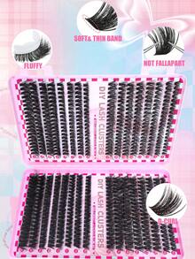 640片D型卷翘假睫毛簇，30D+40D+60D+80D，10-16mm混合款，蓬松自然，适合新手在家DIY，假睫毛簇，单根假睫毛，睫毛，假睫毛 - D - 查看 2