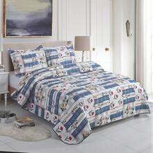 3 PCS Reversible Quilted Bedspread Set - Patchwork Floral Design With Pillow Shams Soft Microfiber Comforter For Double & King Size Beds - MILÁN-127 - Ver 7