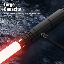 MAMXUAN 1个/2个装 RGB 儿童玩具枪，铝合金黑/银色手柄，20种 RGB 灯光模式，角色扮演道具，可充电，长度 23.4 英寸，3 种战斗模式，音效，震动反馈，适合朋友对战，圣诞节/万圣节/生日礼物/角色扮演道具 - 黑色 - 查看 8