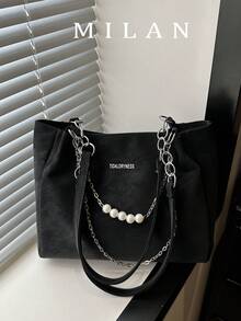 2026 New Cross-Border Women's Bag, Versatile Commuter Textured Pearl Chain Large Capacity Casual Shoulder Tote Bag - Multicolor - View 1