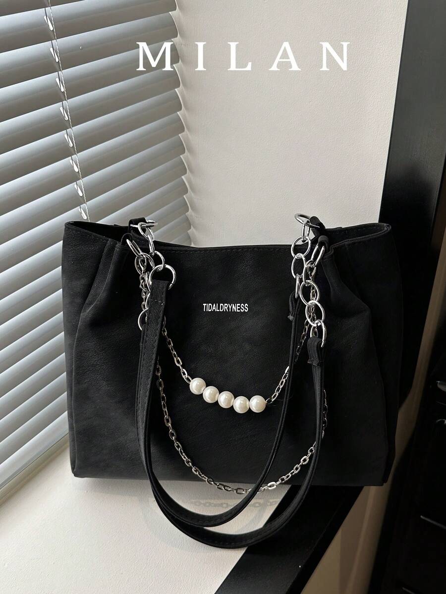 2026 New Cross-Border Women's Bag, Versatile Commuter Textured Pearl Chain Large Capacity Casual Shoulder Tote Bag - Multicolor - View 1