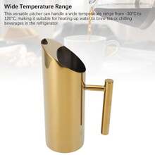 1L 304 Stainless Steel Straight Body Water Pitcher, Spill-Proof Spout Drink Pitcher, Gold For Cocktail Flower Tea Cold Brew,Coffee Service Coffee Accessories - 1L - View 9