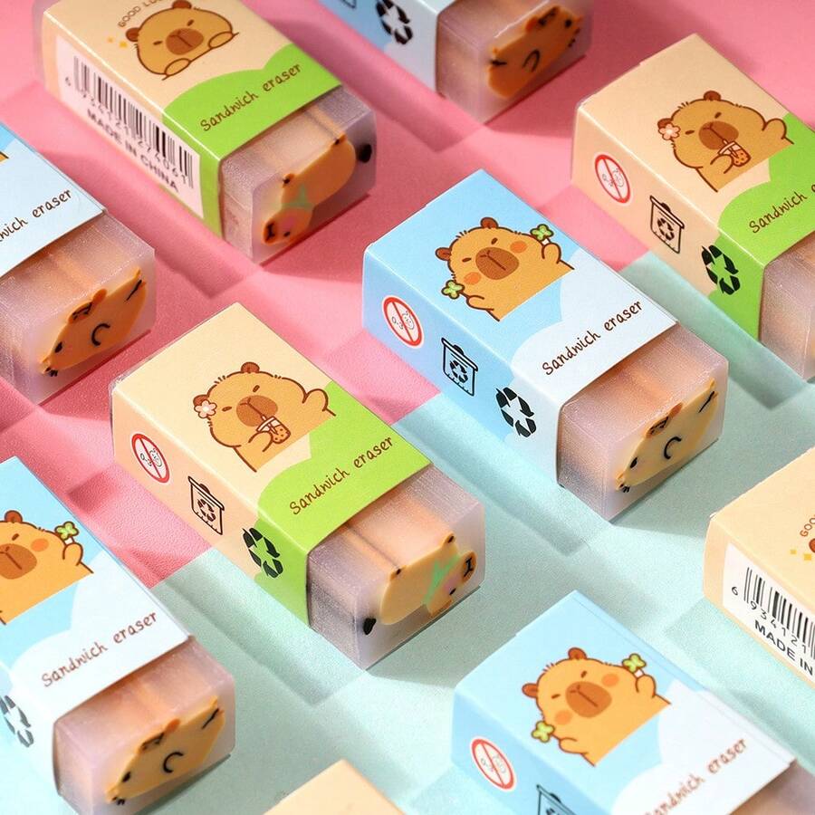 1pc Creative Capybara Rubber Eraser, Cartoon Cute Smudge-Free Super Clean For Exam, Drawing, Pencil, Stationery (Random Style)