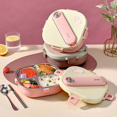 800ML Portable Square Divided Lunch Box With Cutlery, 3/4 Grids Sealed Leak Proof 304 Stainless Steel Bento Box, Cute Capybara Large Capacity Lunch Container, Dinner Plate With Lid, Microwave &Hot Water Heatable,Suitable For Student And Adult Use In School, Office, Outdoor Camping, Picnic, Travel,Back To School