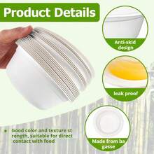 Bộ 2/50/100 bát giấy dùng một lần 17oz/500ml, chất liệu bền chắc và có thể phân hủy sinh học, làm từ mía tự nhiên, thích hợp đựng salad, tráng miệng, sữa, ngũ cốc. - trắng - Xem 5