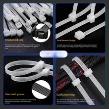 100 chiếc dây buộc cáp nylon tự khóa, màu trắng và đen, buộc chắc chắn, cố định dây, bền, lý tưởng để quản lý dây điện. - Dây buộc cáp - Xem 4