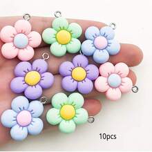 10pcs Assorted Colorful Floral Design Resin Pendant Charms, Cute Jewelry Making Accessories For DIY Necklaces, Bracelets, Earrings, Key Chains - Pendant Flower - View 7