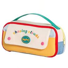 1pc Dopamine Contrast Color Portable Pencil Case, Large Capacity Stationery Bag, Unique Cute Pencil Box, Magnetic Snap Closure, Front Drawstring Design, Suitable For Elementary Students, Teenagers And Girls - Multicolor - View 11