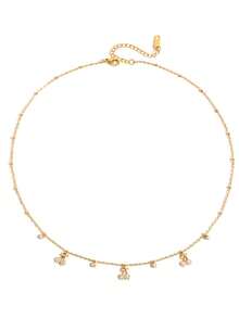 1 chiếc vòng cổ nữ đính đá Zirconia, thanh lịch, sang trọng, tinh tế, kiểu dây chuyền xương quai xanh hình quả anh đào, phụ kiện hoàn hảo cho mùa hè. - vàng 2 - Xem 5